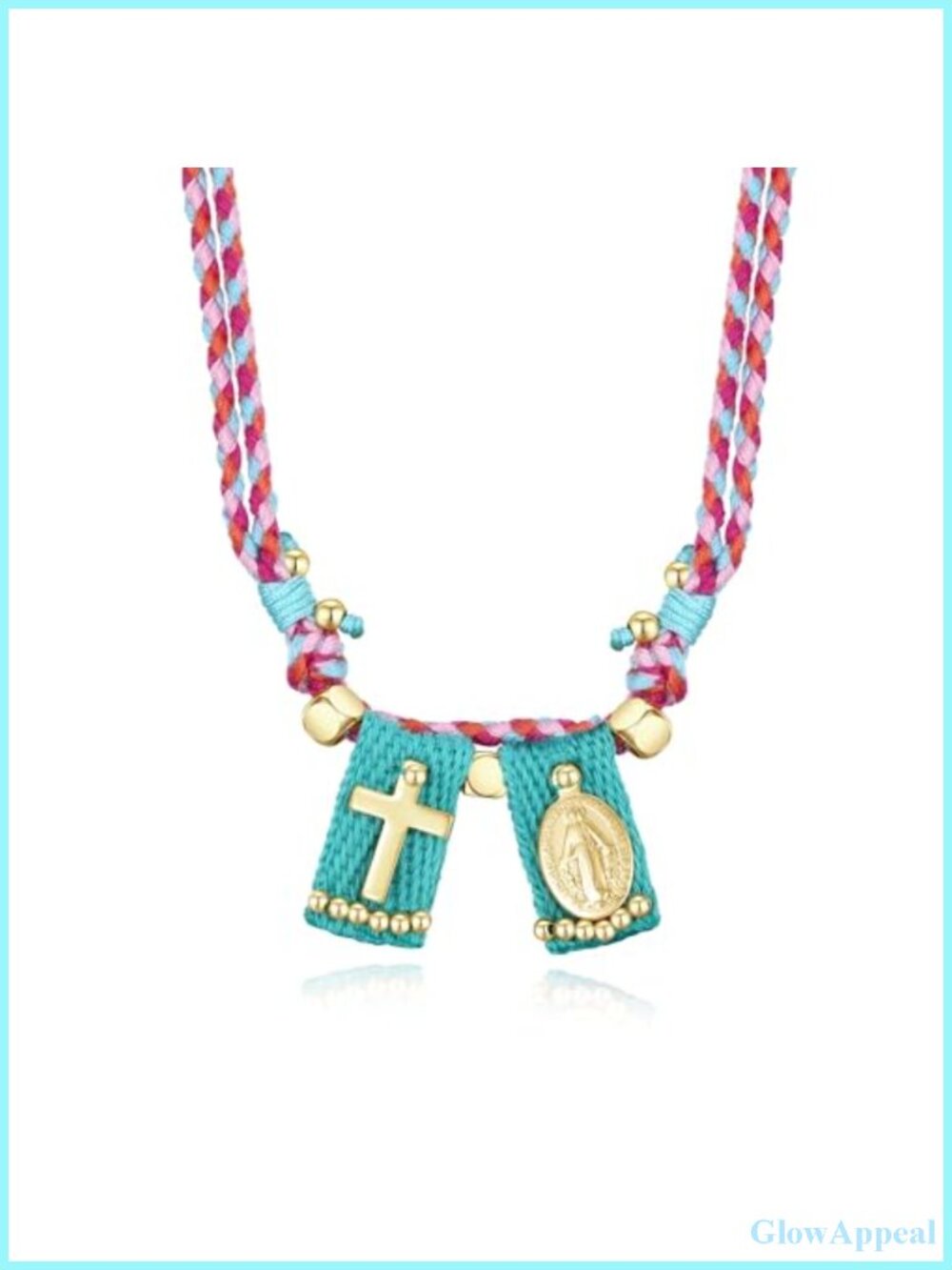 18K Gold Plated Catholic Scapular Cross Necklace, Handmade Religious Jewelry